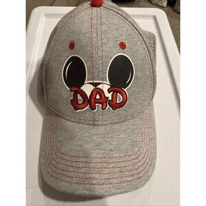 Disney DAD Mickey Mouse Adjustable Baseball Cap Hat Grey One Size-NWT